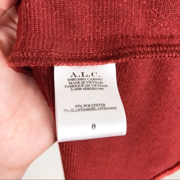 A.L.C. Marcel Ruched Velvet Long Sleeve Mini Dress Sumac Red Cocktail Party - Picture 10 of 10